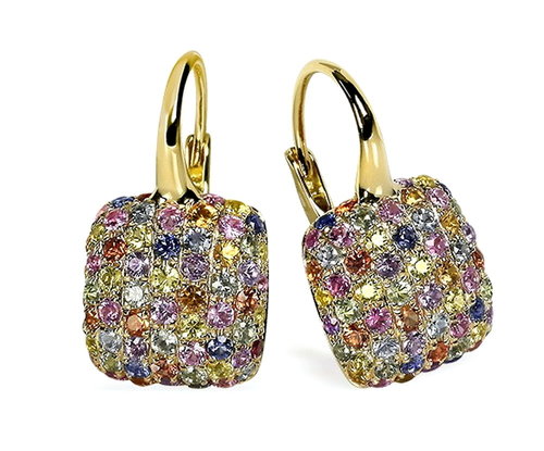 Fancy Saphir Ohrringe Gelbgold 750