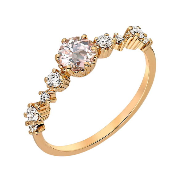  Ring mit Morganit und Diamanten, Rotgold 585