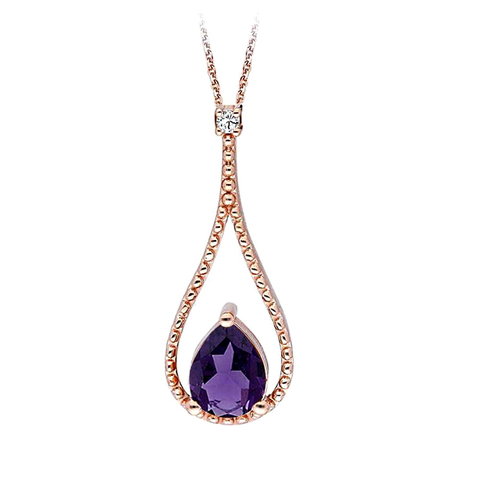 Amethyst Diamant Collier Tropfen Rotgold 333