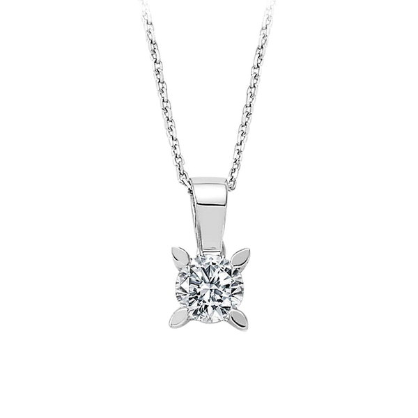  Solitär Diamant Collier aus 585er Weißgold