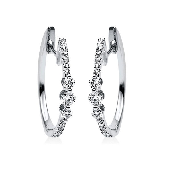  Creolen mit zus. 0,34 ct Diamanten aus 585er Weißgold