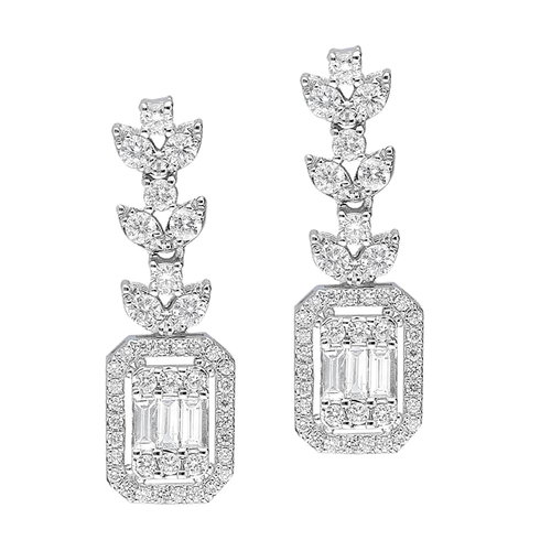 Baguette Diamant Ohrringe, Ohrhänger 1,04 ct Weißgold 585