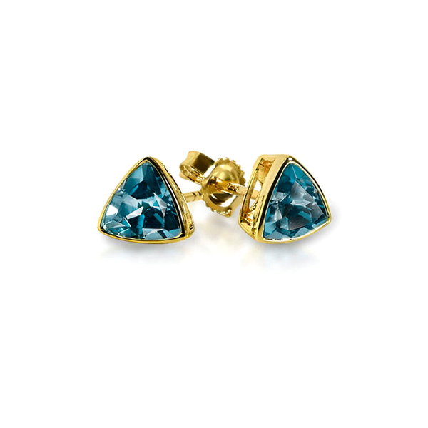  Ohrstecker mit blauem Edeltopas, 585 Gelbgold