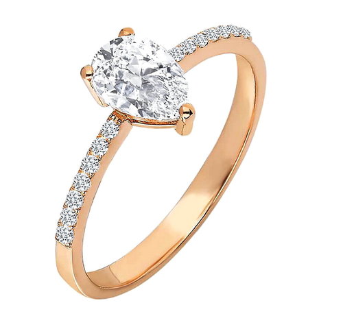 Weißer Topas Diamant Ring Rotgold 585