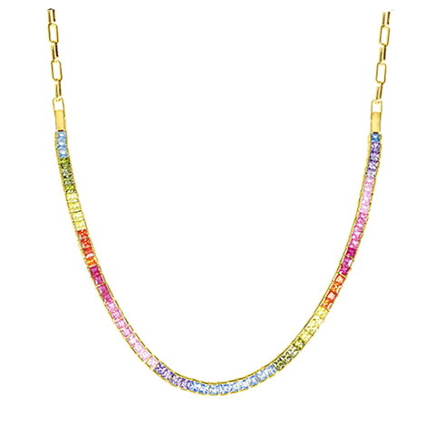 Zirkonia Collier Rainbow Silber vergoldet