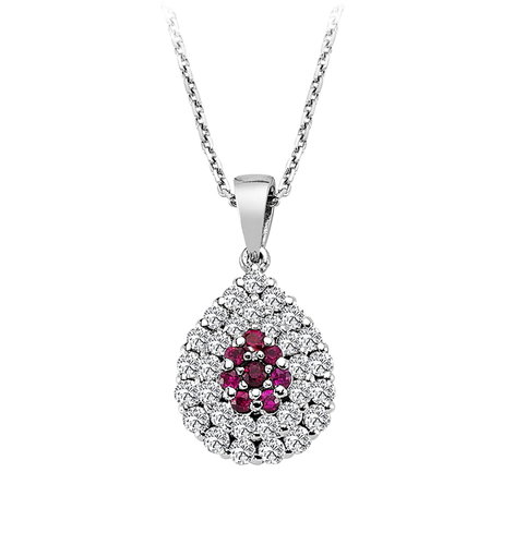 Rubin Diamant Collier Tropfen Weißgold 750