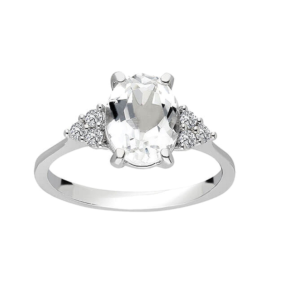 Weißer Topas Diamant Ring Weißgold 585