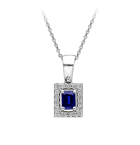 Saphir Diamant Collier Weißgold 585