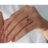 Ring mit Topas London Blue Tropfen und Diamanten, 585er Rotgold