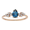 Ring mit Topas London Blue Tropfen und Diamanten, 585er Rotgold