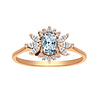 Ring mit Aquamarin und Diamanten, 585er Rotgold