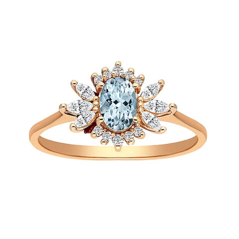 Aquamarin Diamant Ring Rotgold 585
