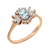 Ring mit Aquamarin und Diamanten, 585er Rotgold