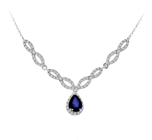 Saphir Diamant Collier Tropfen Weißgold 585