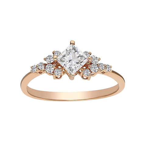 Weißer Saphir Diamant Ring Rotgold 585