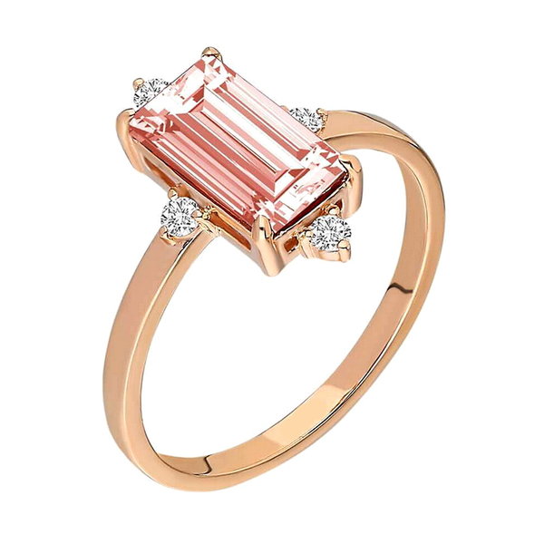  Ring mit rosèfarbenem Turmalin und Diamanten, Rotgold 585