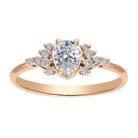 Weißer Saphir Diamant Ring Rotgold 585