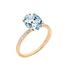 Ring mit Aquamarin und Diamanten, 585er Rotgold