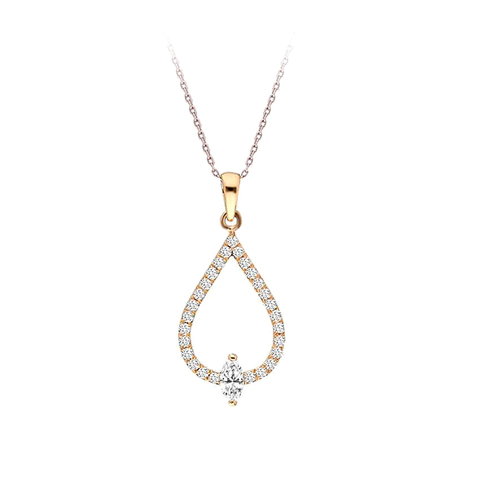 Diamant Collier Tropfen 0,23 ct Rotgold 585