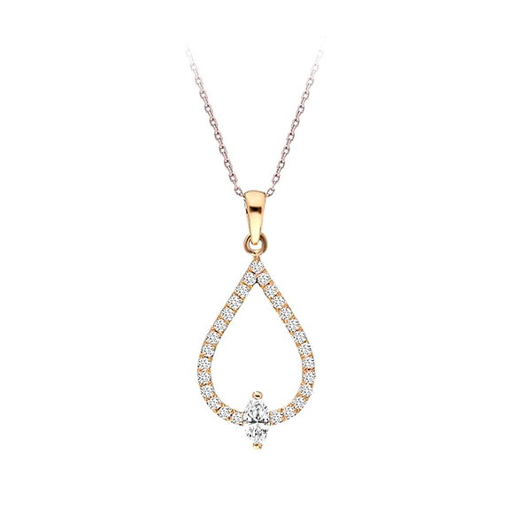  Diamant Collier Tropfen, 585er Rotgold