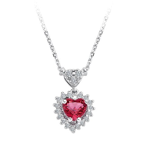 Turmalin Herz Diamant Collier Weißgold 585