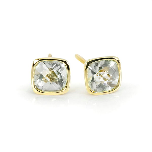 Ohrstecker mit weißem Edeltopas, 585 Gelbgold