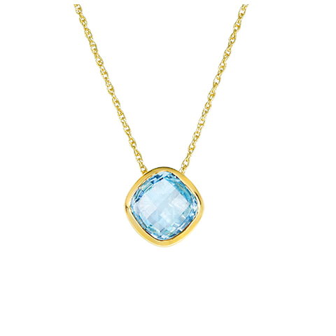 Blautopas Collier Gelbgold 585