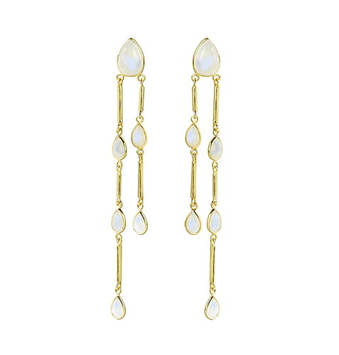 Regenbogen Mondstein Ohrstecker Silber vergoldet