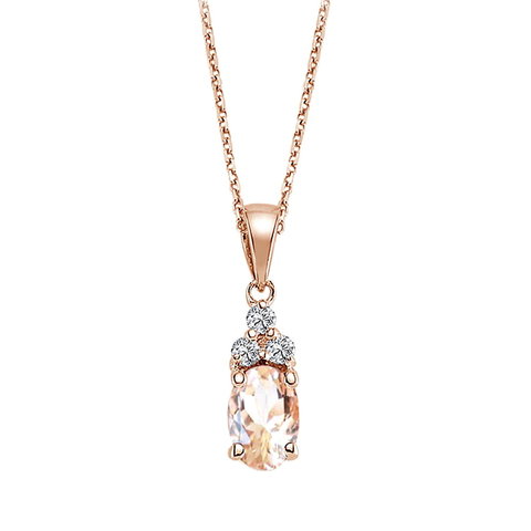 Morganit Diamant Collier Rotgold 333