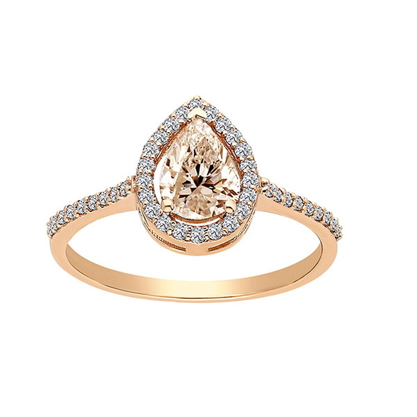  Ring mit Morganit-Tropfen und Diamanten, 585er Rotgold