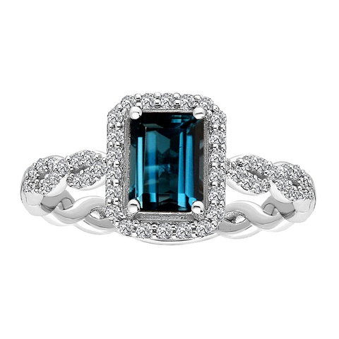 London Blue Topas Diamant Ring Weißgold 585