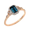 Ring mit Topas London Blue und Diamanten, 585er Rotgold