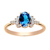 Ring mit Topas London Blue und Diamanten, 585er Rotgold