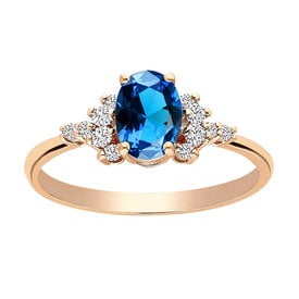  London Blue Topas Diamant Ring Rotgold 585