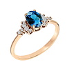 Ring mit Topas London Blue und Diamanten, 585er Rotgold