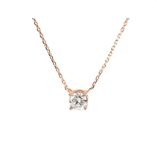  Silber Collier rosévergoldet mit Zirkonia Solitär