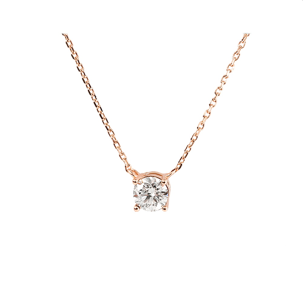 Zirkonia Solitär Collier Silber rosévergoldet