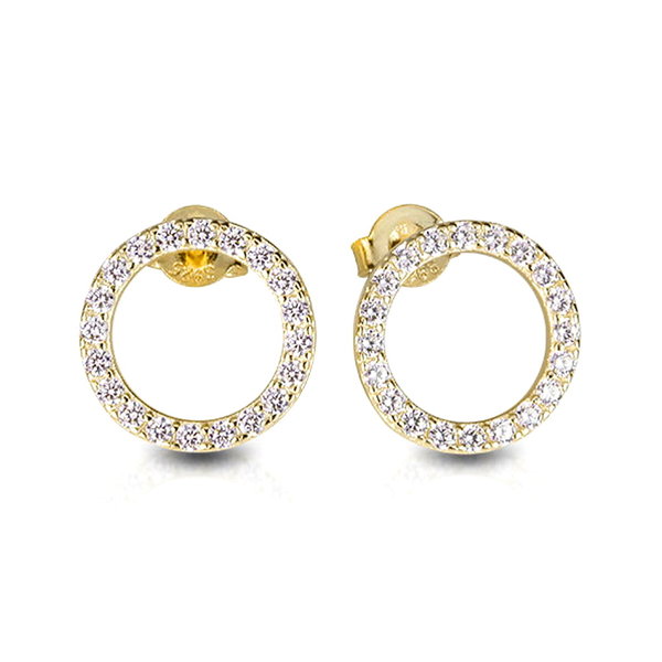 Zirkonia Ohrstecker Kreis, Silber vergoldet