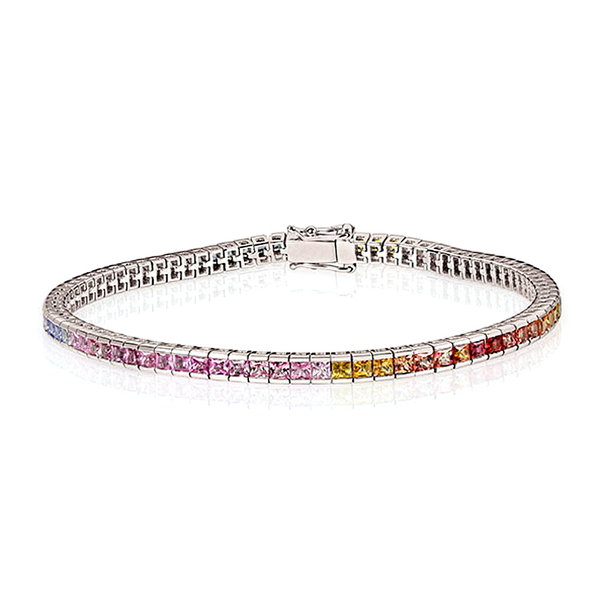  Saphir Armband Rainbow aus 750er Weißgold