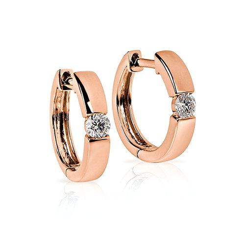 Solitär Diamant Creolen 0,15 ct Rotgold 750