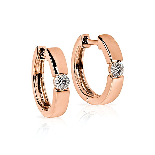 Solitär Diamant Creolen aus 750er Rotgold