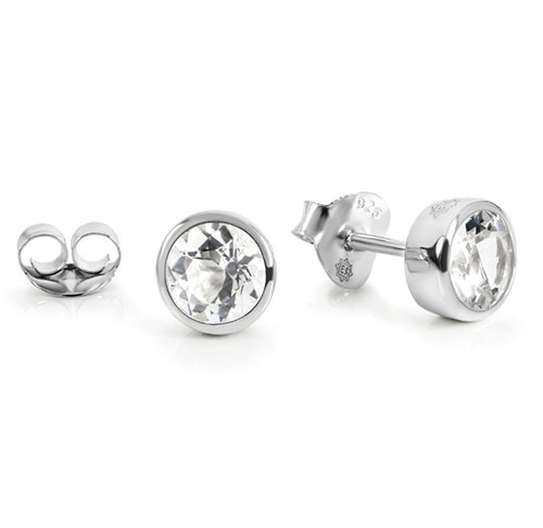 Weißer Edeltopas Ohrstecker Silber