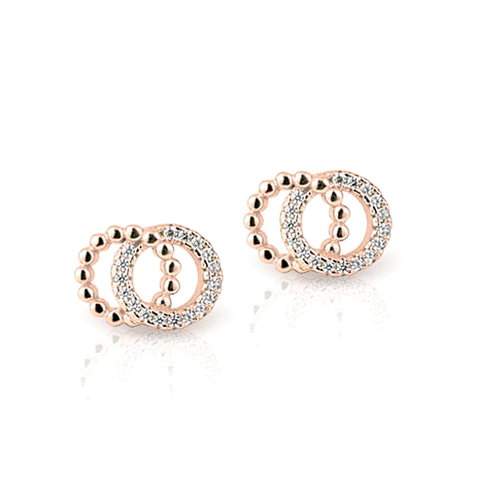 Zirkonia Ohrstecker Kreis Silber rosévergoldet