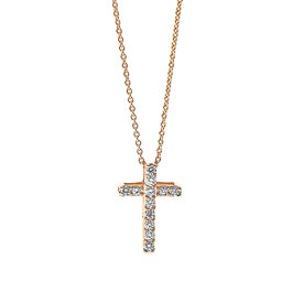  Diamant Kreuz Collier 0,22 ct Rotgold 750