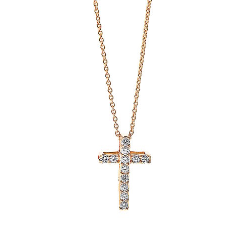 Diamant Kreuz Collier 0,22 ct Rotgold 750