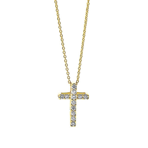 Diamant Kreuz Collier 0,22 ct Gelbgold 750