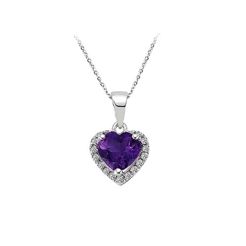 Amethyst Herz Diamant Collier Weißgold 585