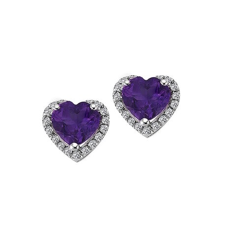 Amethyst Herz Diamant Ohrstecker Weißgold 585