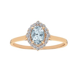  Aquamarin Diamant Ring Rotgold 585