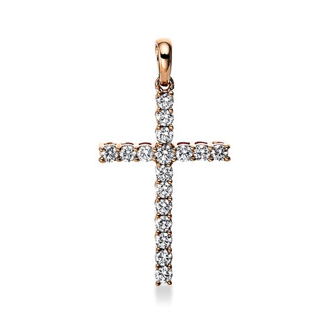 Diamant Kreuz Anhänger 0,38 ct Rotgold 750